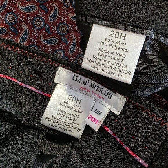 Isaac Mizrahi Boys Black Wool Blend Suit 2 Piece 20 Husky Slim Fit NEW Paisley - Picture 3 of 9